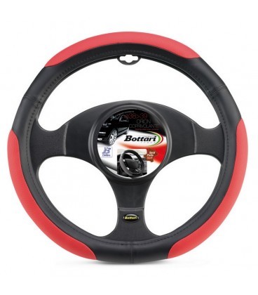 COPRIVOLANTE "ORION" NERO SIMIL PELLE 37/39 CM CON IMPUGNATURE ROSSE