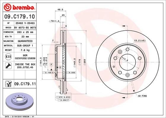 BREMBO Discofreno  09.C179.11