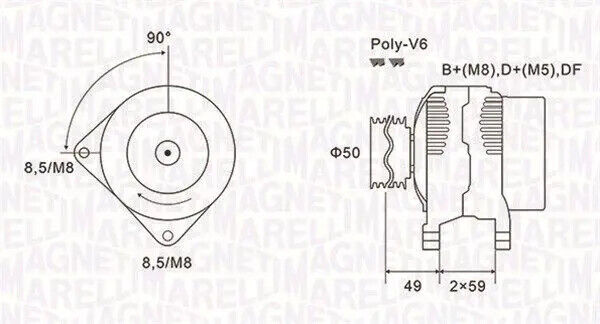 Alternatore con puleggia 063731147010 MAGNETI MARELLI per OPEL RENAULT NISSAN