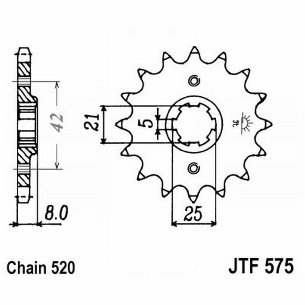 PIGNONE DI TRASMISSIONE ACCIAIO JT SPROCKETS 15 DENTI JTF575.15