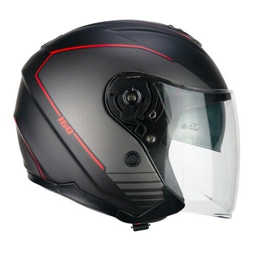Casco Moto Jet CGM 160G JAD RIDE Nero Rosso opaco TG:XXL
