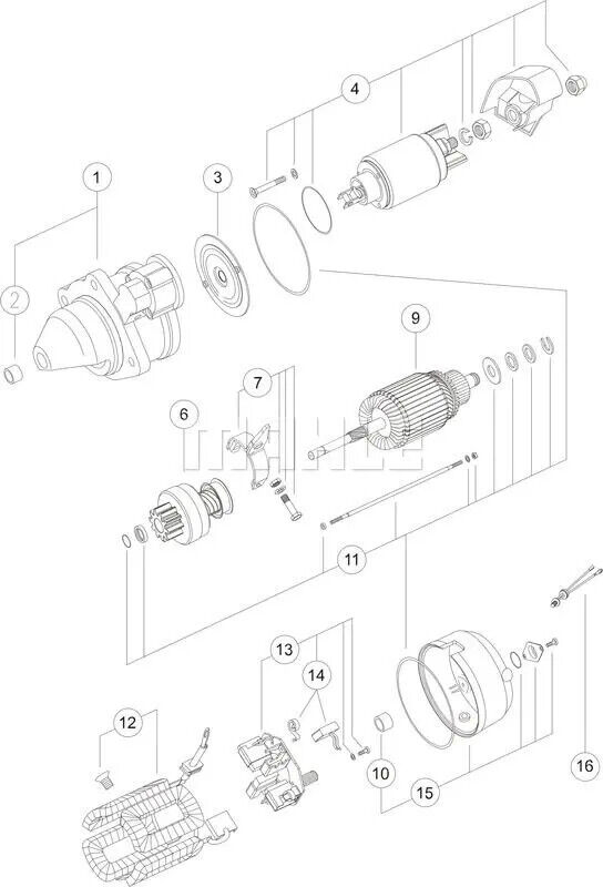 Motorino di avviamento Senso rotazione orario MS 184 MAHLE per ZETOR Major