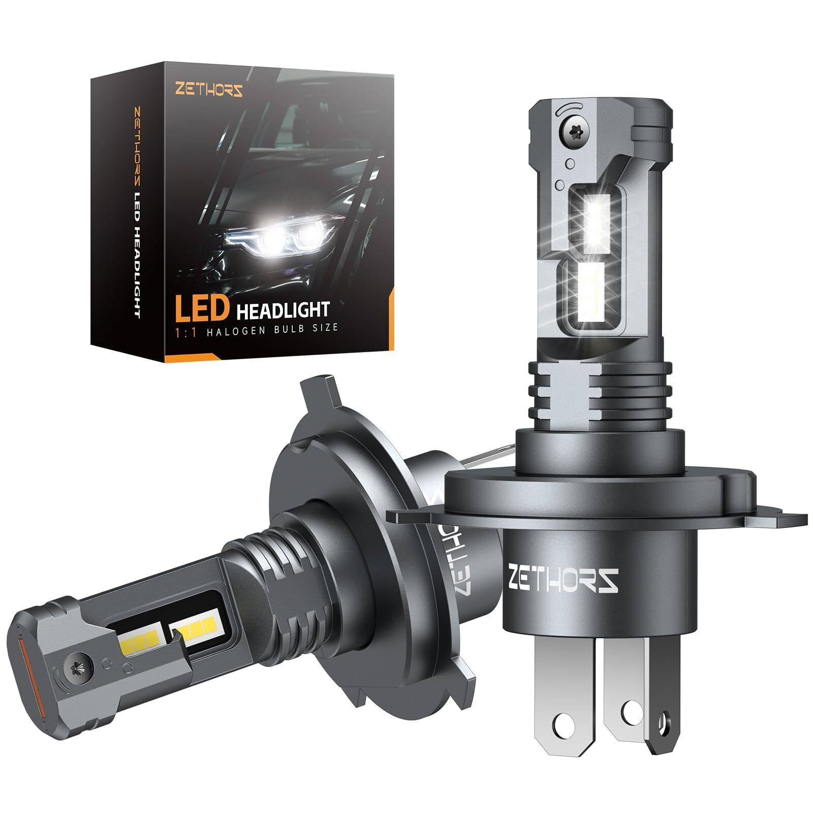 Zethors Lampadine LED H4 Auto 2Pcs Fari H4 LED Canbus 50W 16000LM 6000K H4/90...