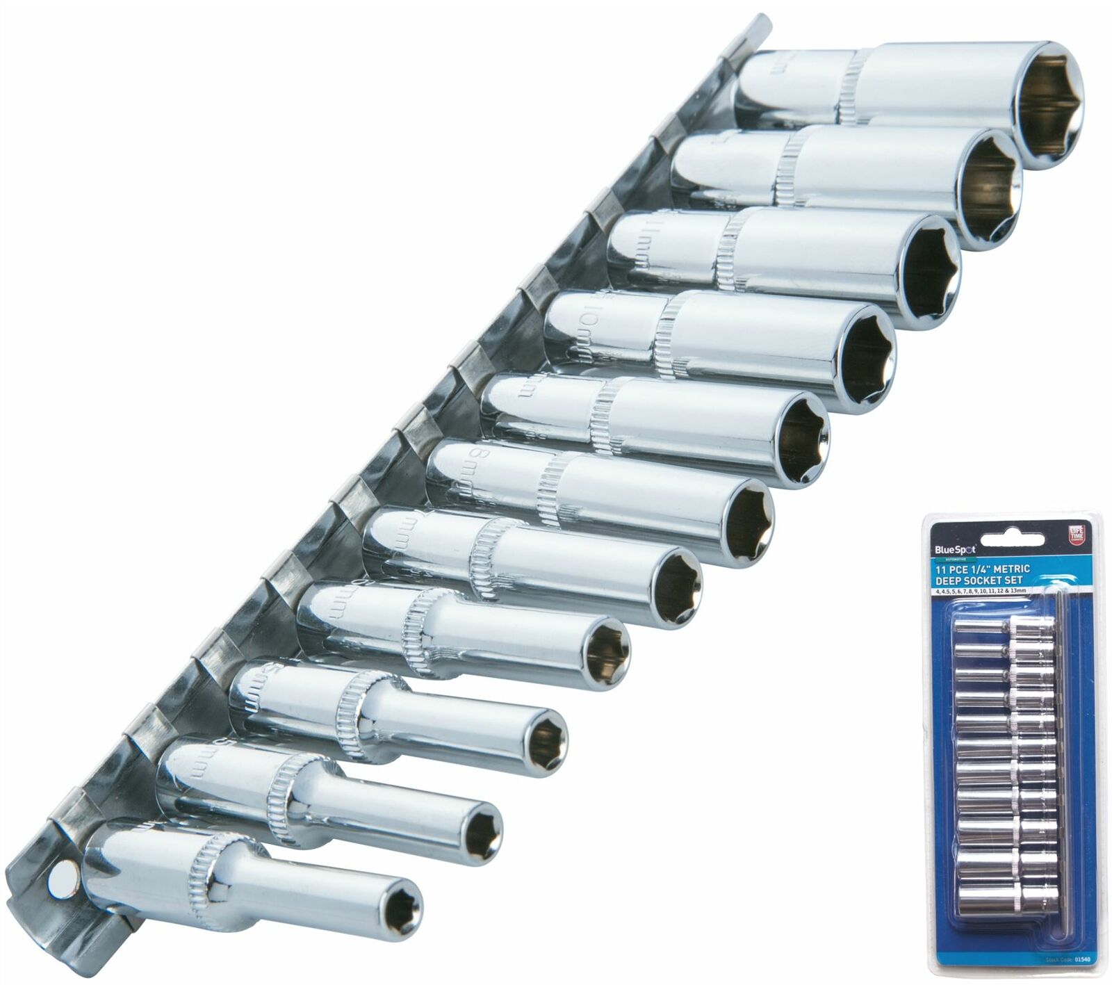 Metrica Profonda Presa Set / Lunghe Bussole su Barra 0.6cm Drive 4-13mm 01540