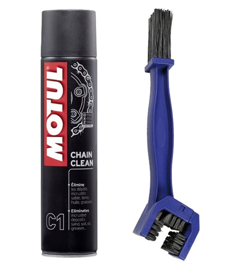 Kit pulizia catena MOTUL C1 400ml + Spazzola catena Lampa Moto Enduro