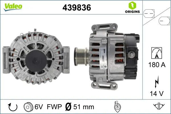 Alternatore con puleggia 439836 VALEO per MERCEDES-BENZ VITO Autobus VIANO