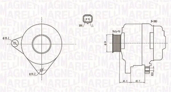 Alternatore con puleggia 063732008010 MAGNETI MARELLI per PEUGEOT CITROËN