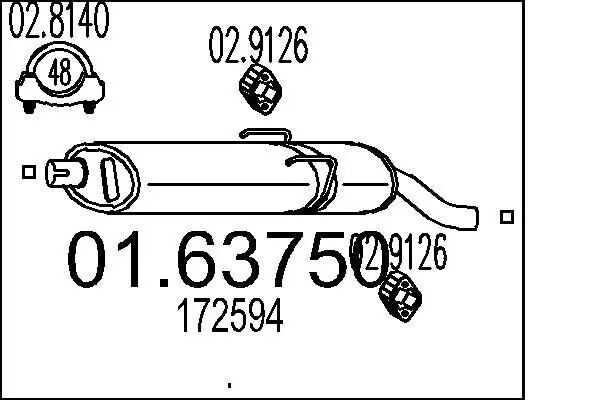 Silenziatore terminale 01.63750 MTS per PEUGEOT 205 I 205 II 205 I Cabriolet