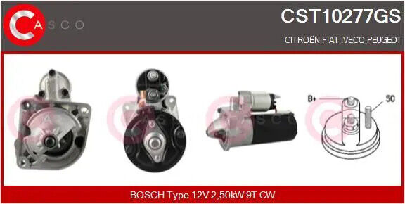 Motorino di avviamento Senso rotazione orario CST10277GS CASCO per PEUGEOT FIAT