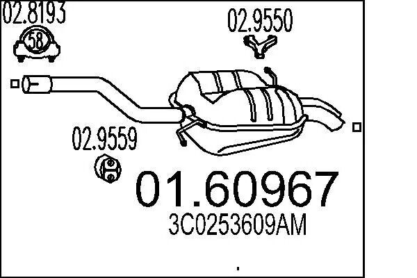 Silenziatore terminale 01.60967 MTS per VW PASSAT B6 PASSAT B6 Variant