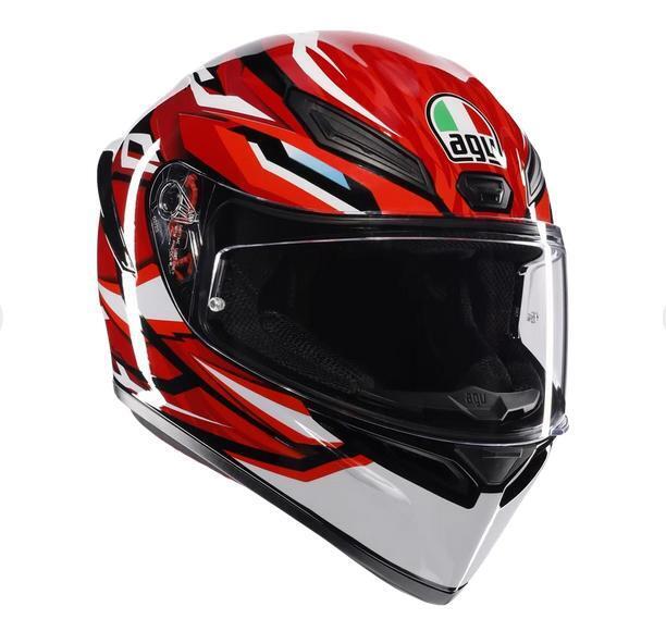 Casco da Moto Integrale E2206 AGV K1 S K1-S Lion Rosso e Bianco Taglia S