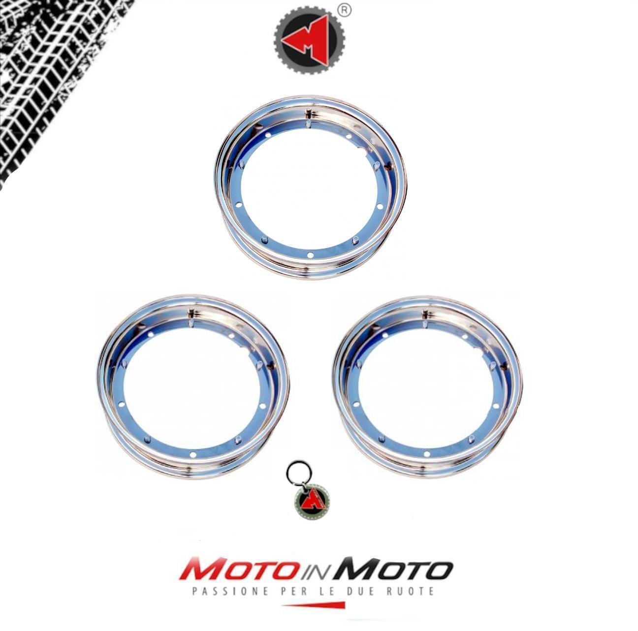 Tris 3 Cerchi Cromati 3.00 10 3.50 10 per Vespa 50 125 150 200