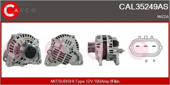 Alternatore con puleggia cinghia Poly-V CAL35249AS CASCO per MAZDA 5 6 Hatchback