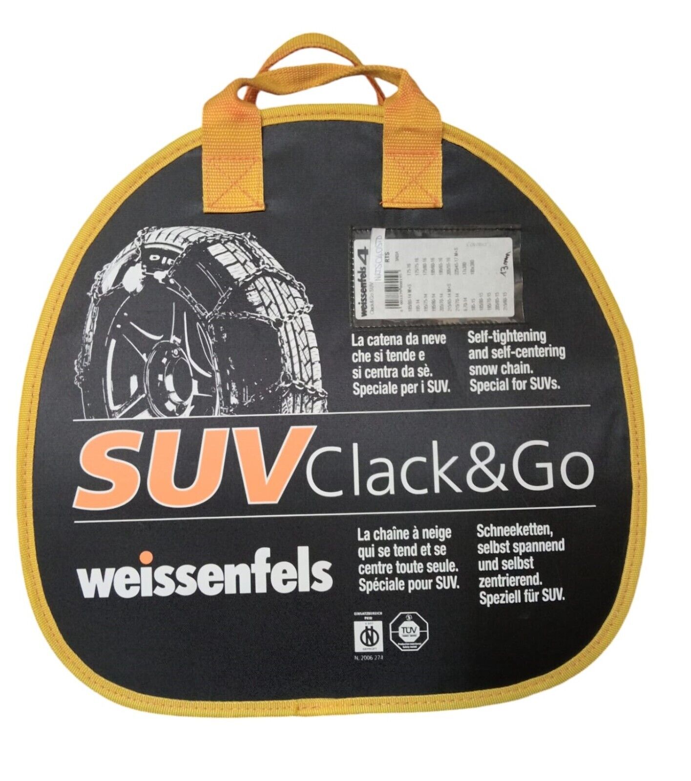 Catene Neve Weissenfels Clack&Go SUV 13mm ATTACCO RAPIDO FURGONI R14 R15 R16 R17