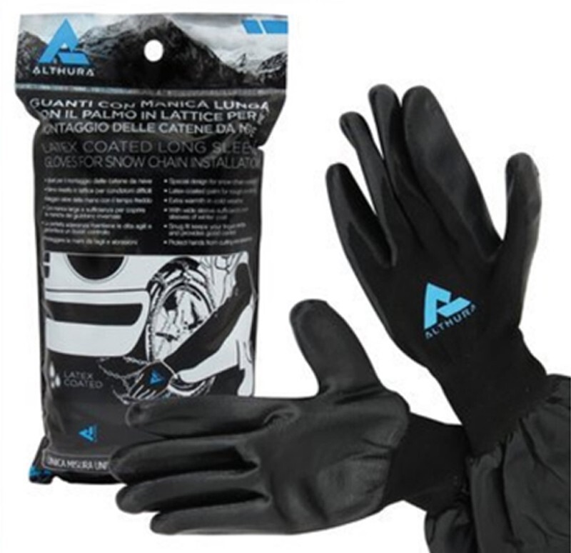 Guanti Latex con Manica Lunga e Palmo in Lattice Montaggio Catene Neve Althura
