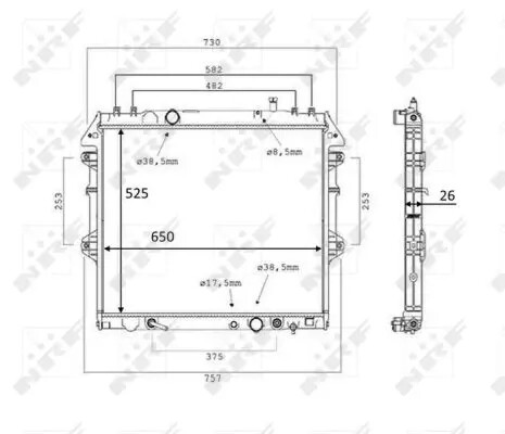 Radiatore Alette di raffreddamento saldate 58534 NRF per TOYOTA