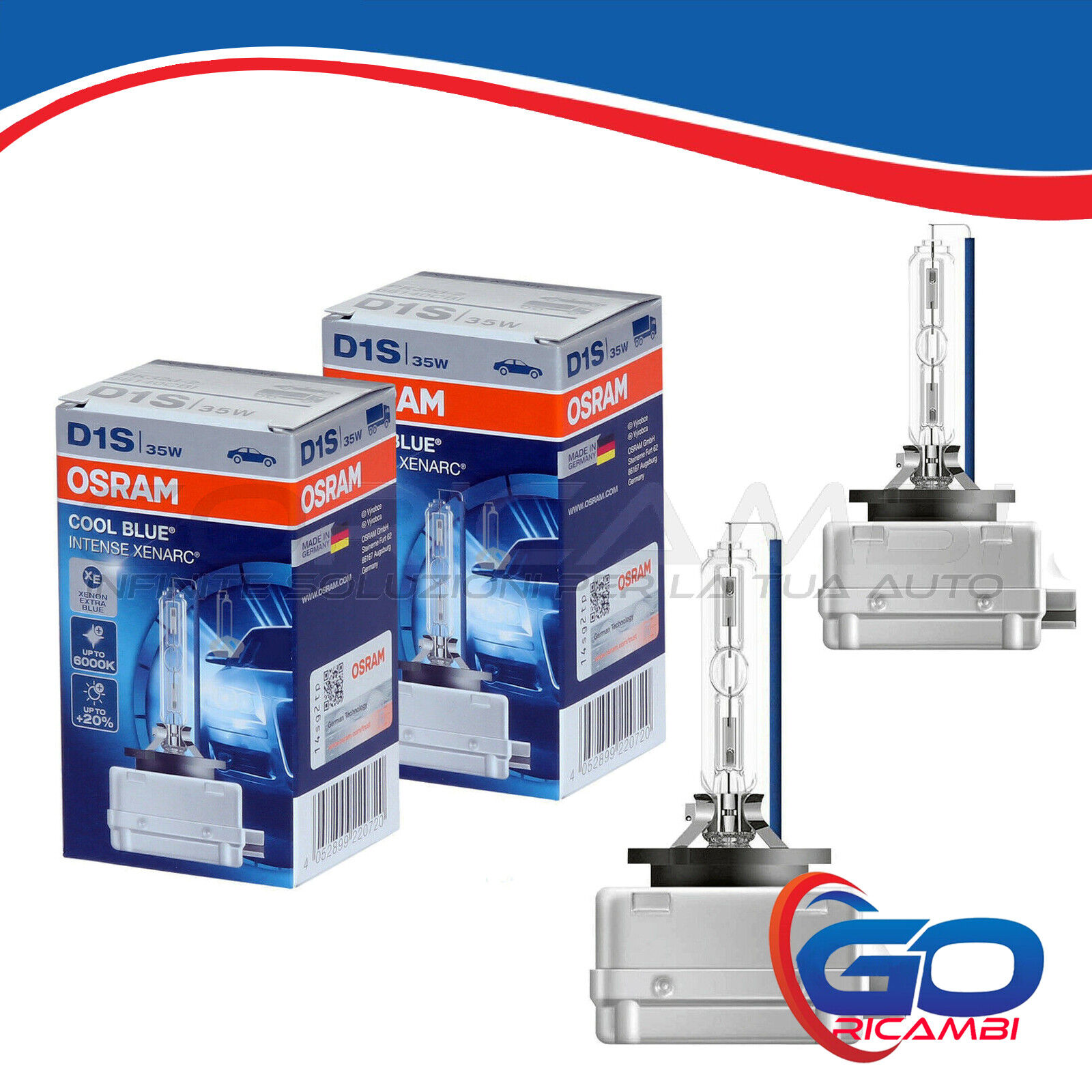 Coppia Osram Lampade 66140CBI D1S 35W Cool Blue Intense Xenarc + 5500K Xenon