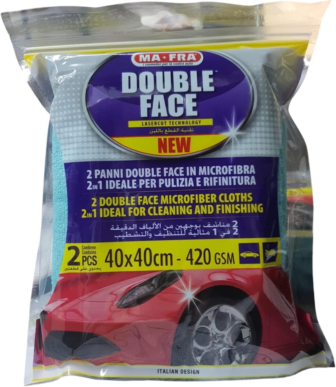 MAFRA 2x Panno Panni Double Face in Microfibra a Doppio Strato 40x40cm