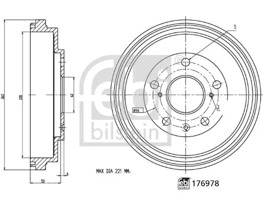 Tamburo freno Assale posteriore 176978 FEBI BILSTEIN per FIAT SUZUKI