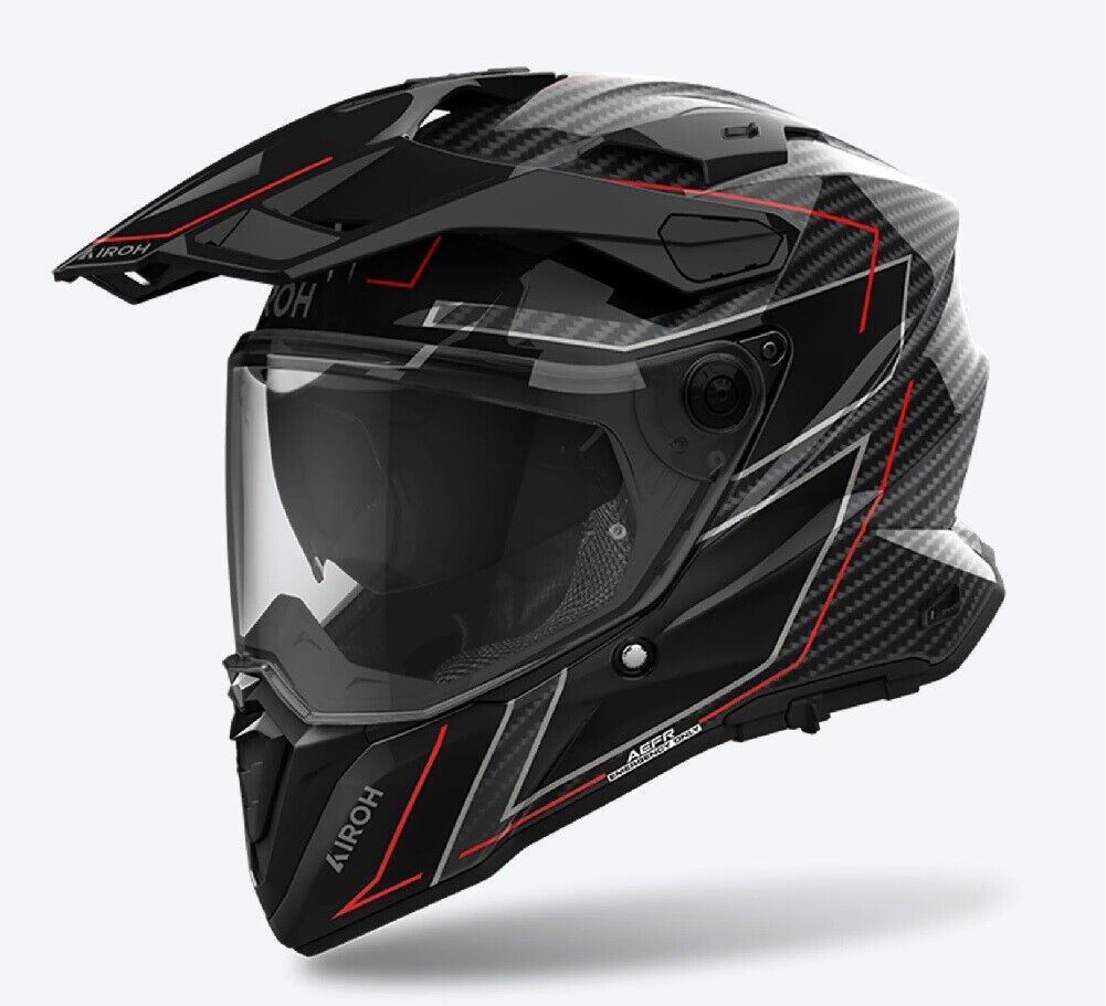 CASCO AIROH ENDURO COMMANDER 2 CARBONIO CM2C99 RIGO ROSSO TAGLIA M