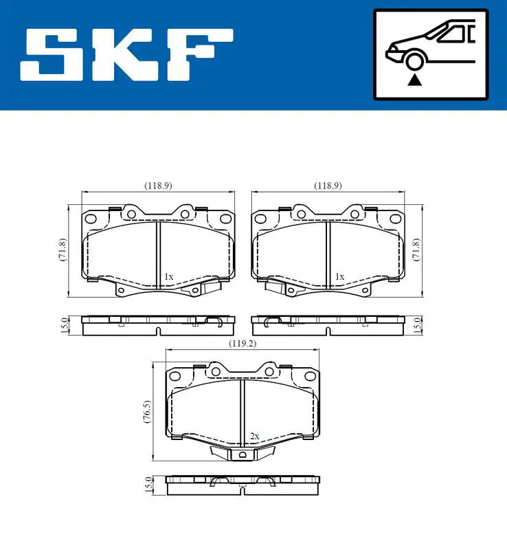 Pastiglie freno VKBP 80537 A SKF per TOYOTA 4 RUNNER II 4 RUNNER III