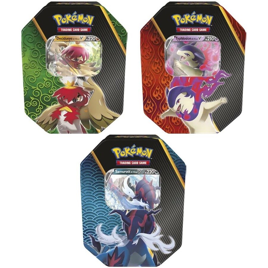 POKEMON TIN: "POTERI DIVERGENTI" TCG GCC DECIDUEYE/TYPHLOSION/SAMUROTT (RANDOM)