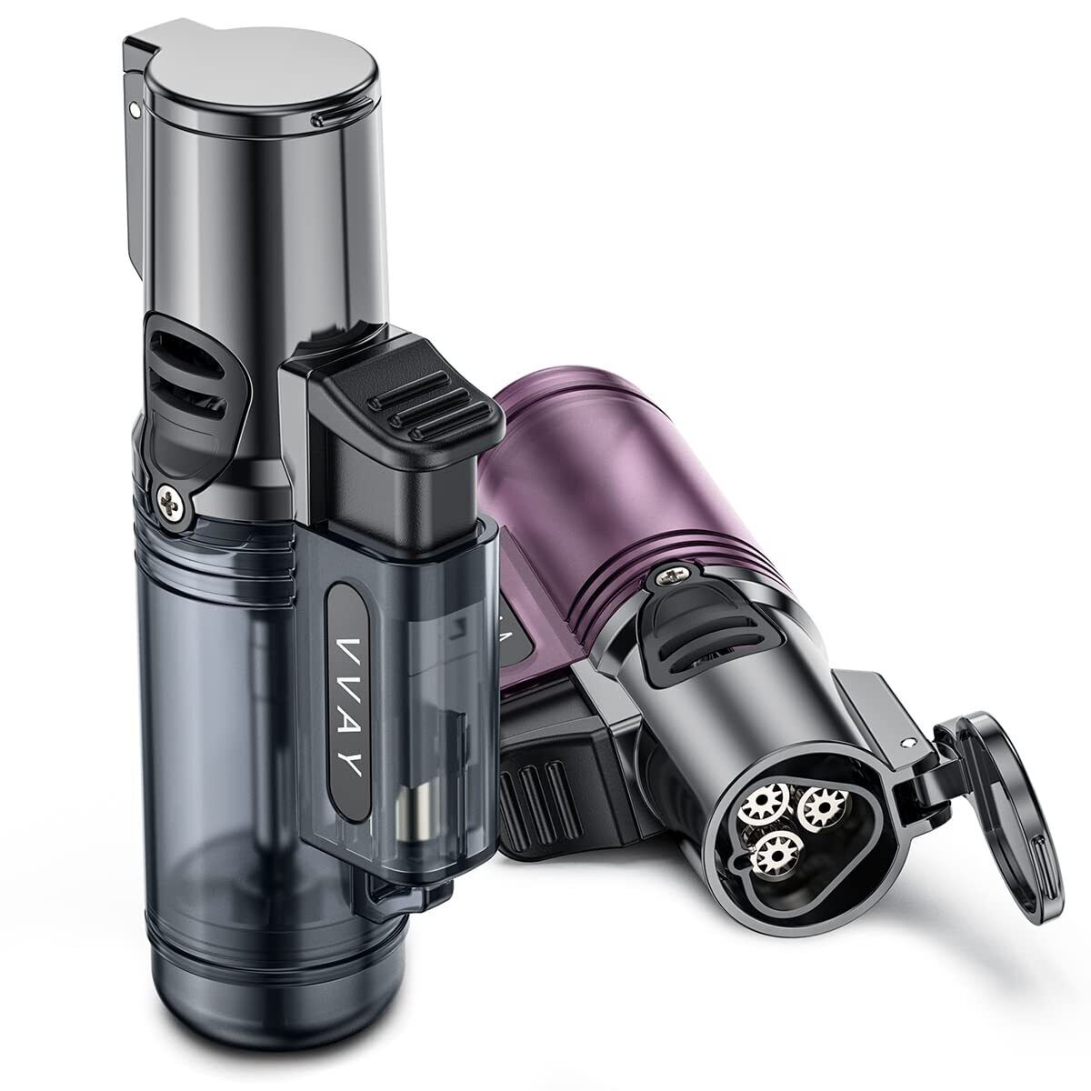 Pacchetto da 2 VVAY Accendino Antivento Gas Ricaricabile Jet Flame a 3 Fiamme...