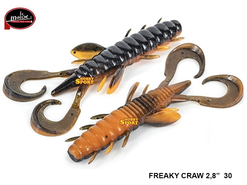 FREAKY CRAW 2,8" MOLIX COLORE 30 ORANGE PUMPKIN PESCA BLACK BASS LAGO