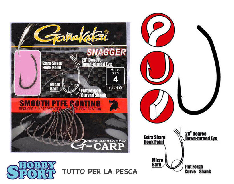 AMI GAMAKATSU G-CARP SNAGGER SIZE 4 PESCA LAGO CARPFISHING