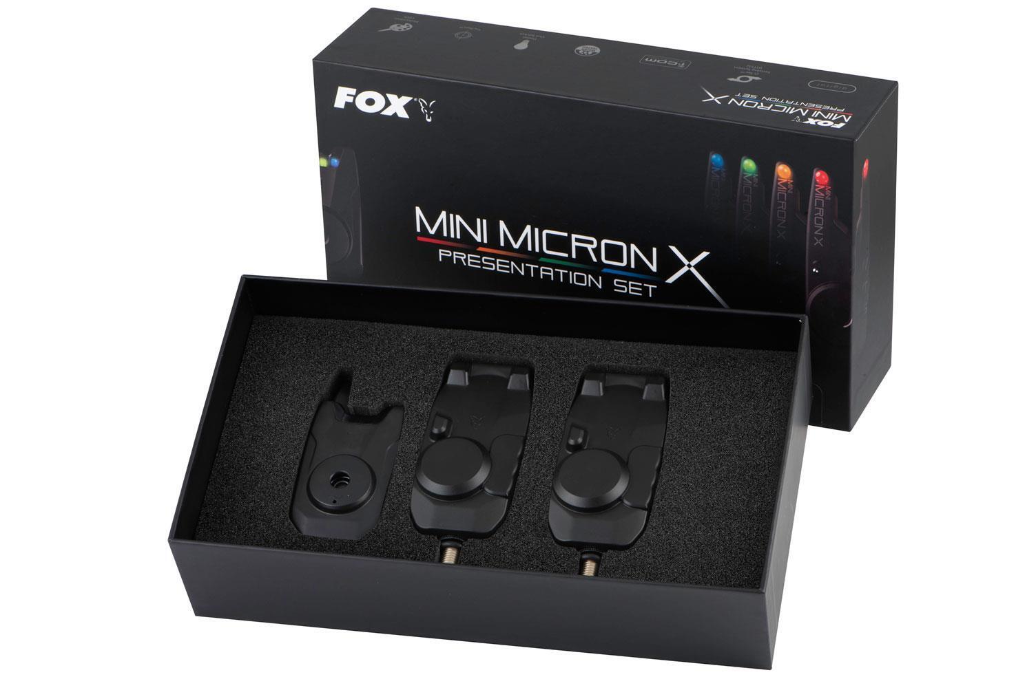 Fox Mini Micron X 2 Asta Set / Pesca Carpa Bite Allarme & Ricevitore