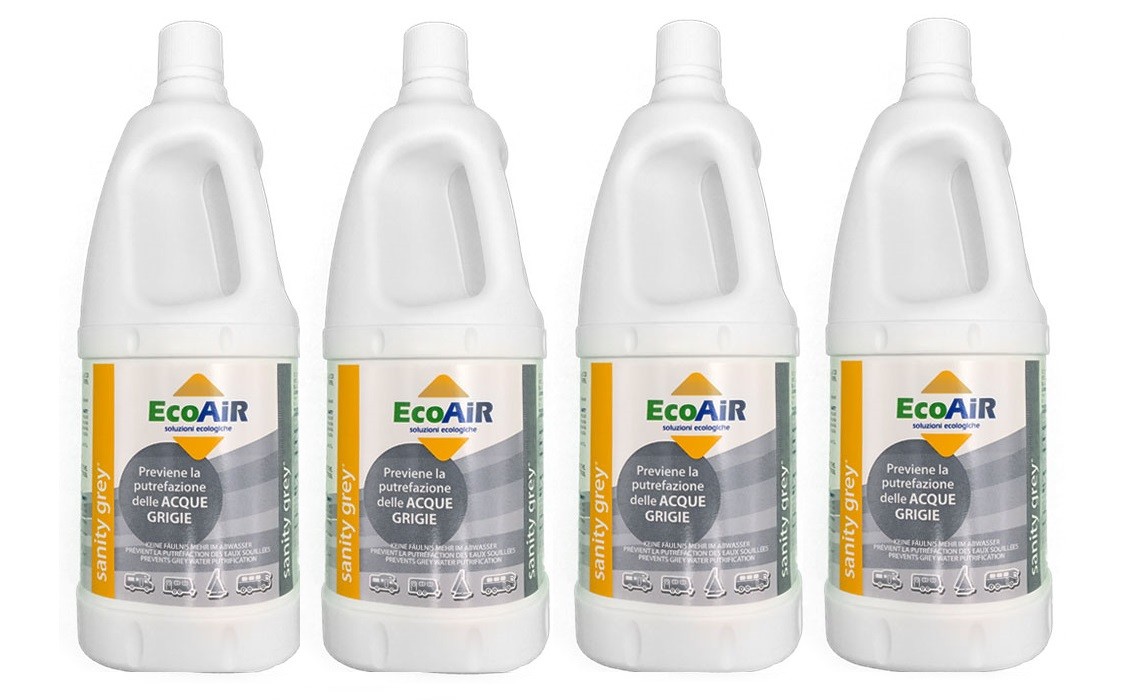 LIQUIDO SANITY GREY DA 2 LITRI SERBATOIO ACQUE GRIGIE SCARICHI CAMPER - 4 PEZZI