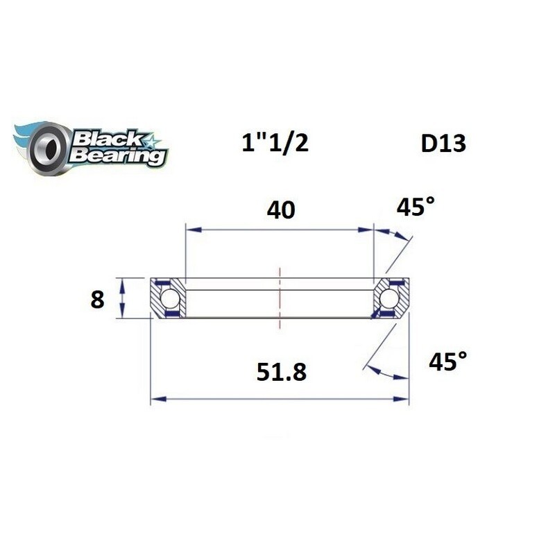 cuscinetto di ricambio sterzo 40x51.8x8mm 45 / 45 04100416 Black Bearing Bici Bl