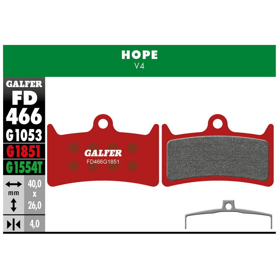pastiglie mescola rossa advanced per hope v4 GALFER BIKE freni bici
