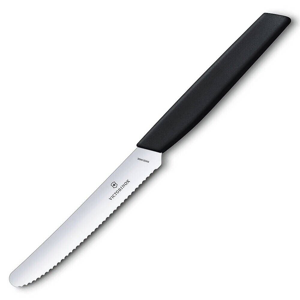 6.9003.11W Victorinox Coltello da tavola Nero Swiss Modern Lama arrotondata segh