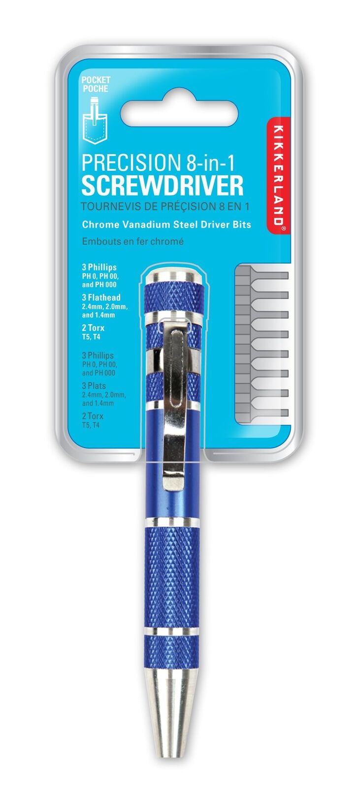 Kikkerland CD34-A Precision 8-in-1 Screwdriver, Assorted Colors Percision
