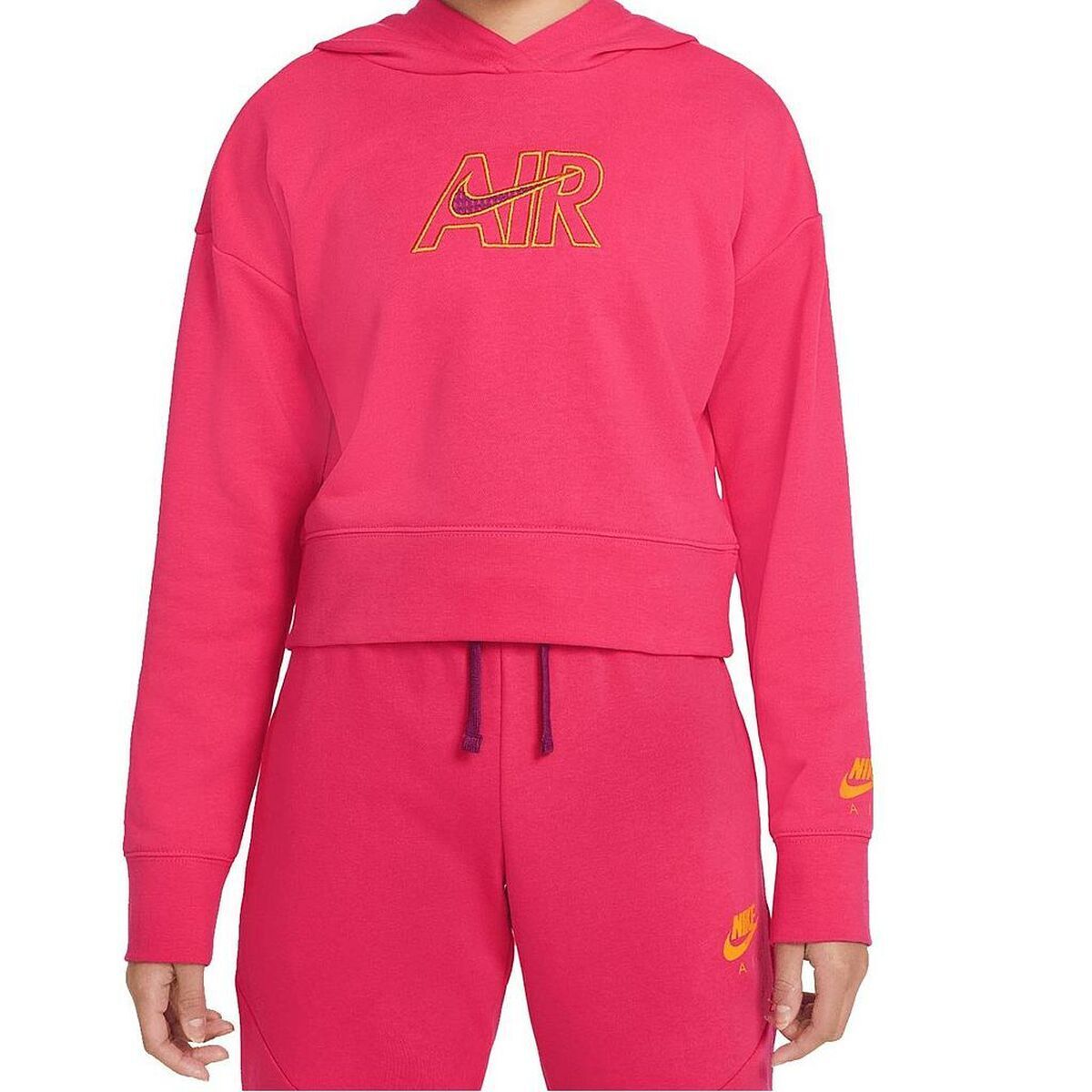 Felpa Con Cappuccio Da Bambina  Crop Hoodie  Nike Dm8372 666  Rosa Taglia:12 Ann