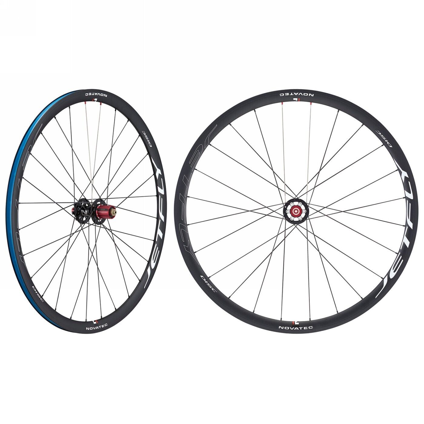 Set Ruote Novatec Jetfly 700c U4.0 Tubeless Ready per Freni a Disco, Nero, Cerch