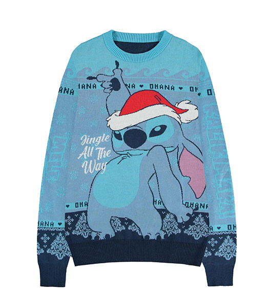 Maglione Natale Disney Stitch Jingle All the Way L