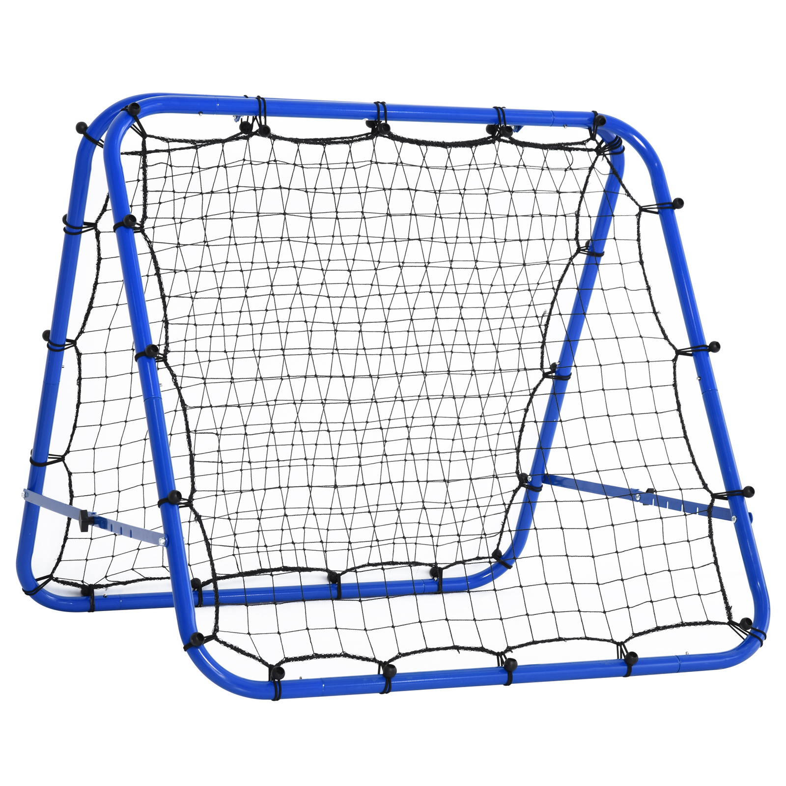HOMCOM Rete da Calcio Rebounder in PE e Metallo Blu con Picchetti Inclusi