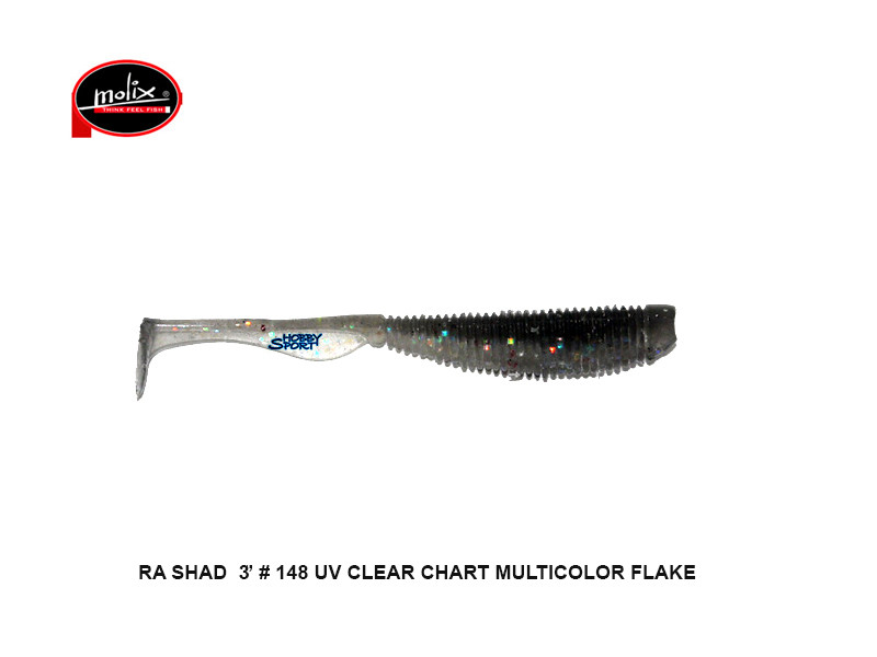 MOLIX RA SHAD 3,0'' COLOR  148 UV CLEAR CHART MULTICOLOR FK LAGO TROTA SPINNING
