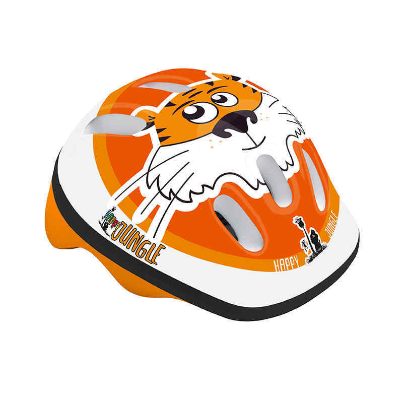 Mvtek Casco Bicicletta Bimbo Happy Jungle TIGRE Arancio - Taglia XS (44/48cm)