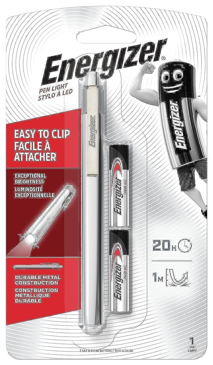 Energizer Penlite LED Torch with 2 x AAA Alkaline Batteries, Black Metal Penligh