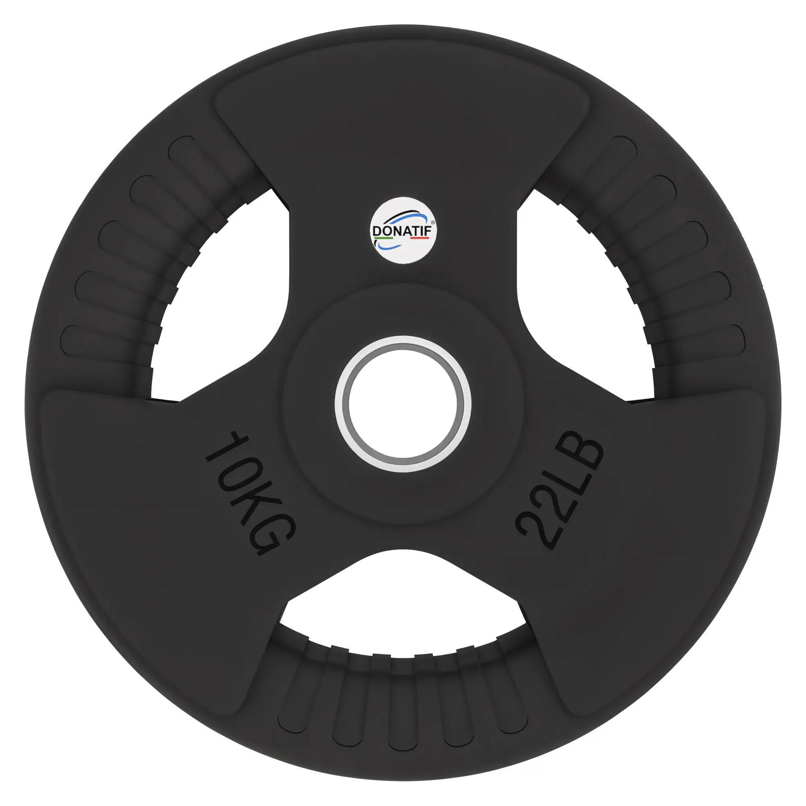 Disco Gommato da 10 Kg - Foro 50 mm | Impugnatura Tri-Grip | Donatif