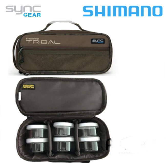 SHTSC08 SHIMANO TRIBAL Sync Hookbait Case + 6 barattoli porta boilies