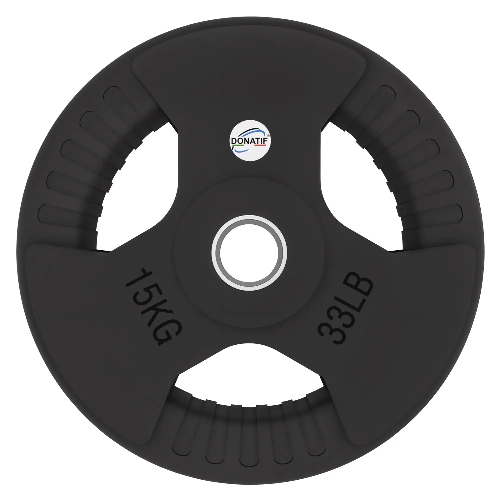 Disco Gommato da 15 Kg - Foro 50 mm | Impugnatura Tri-Grip | Donatif