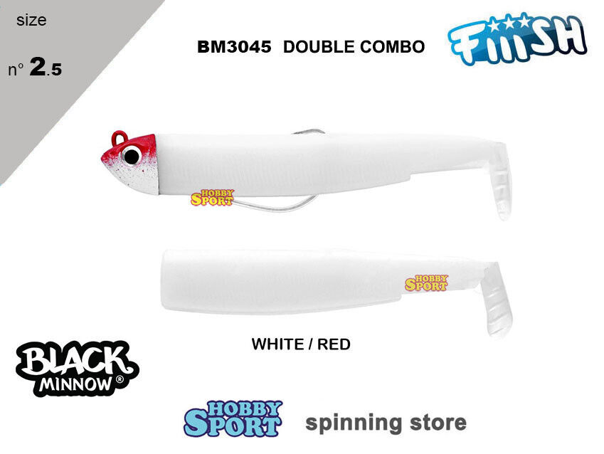 BLACK MINNOW FIIISH SIZE 2.5 BM 3045 COMBO WHITE 8 GR SHORE +1 CORPS SPINNING