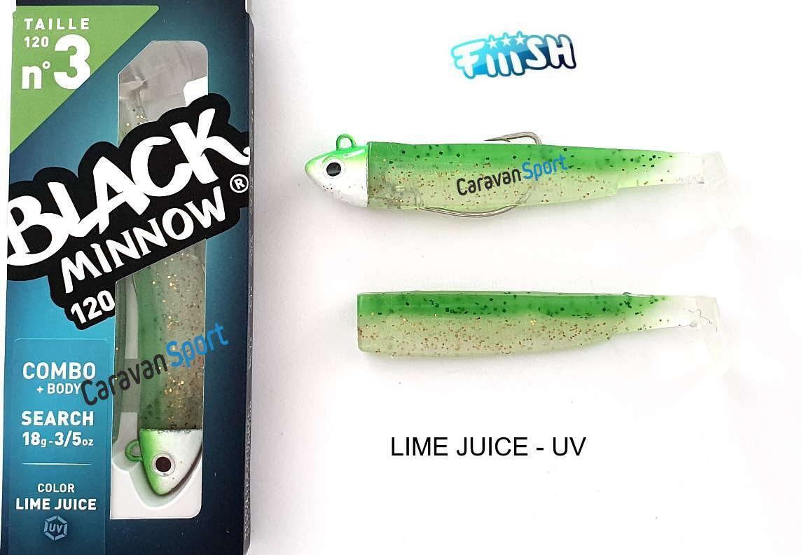FIIISH BLACK MINNOW COMBO 120 N 3 ESCA 18 gr SEARCH LIME JUICE SILICONE SPINNING
