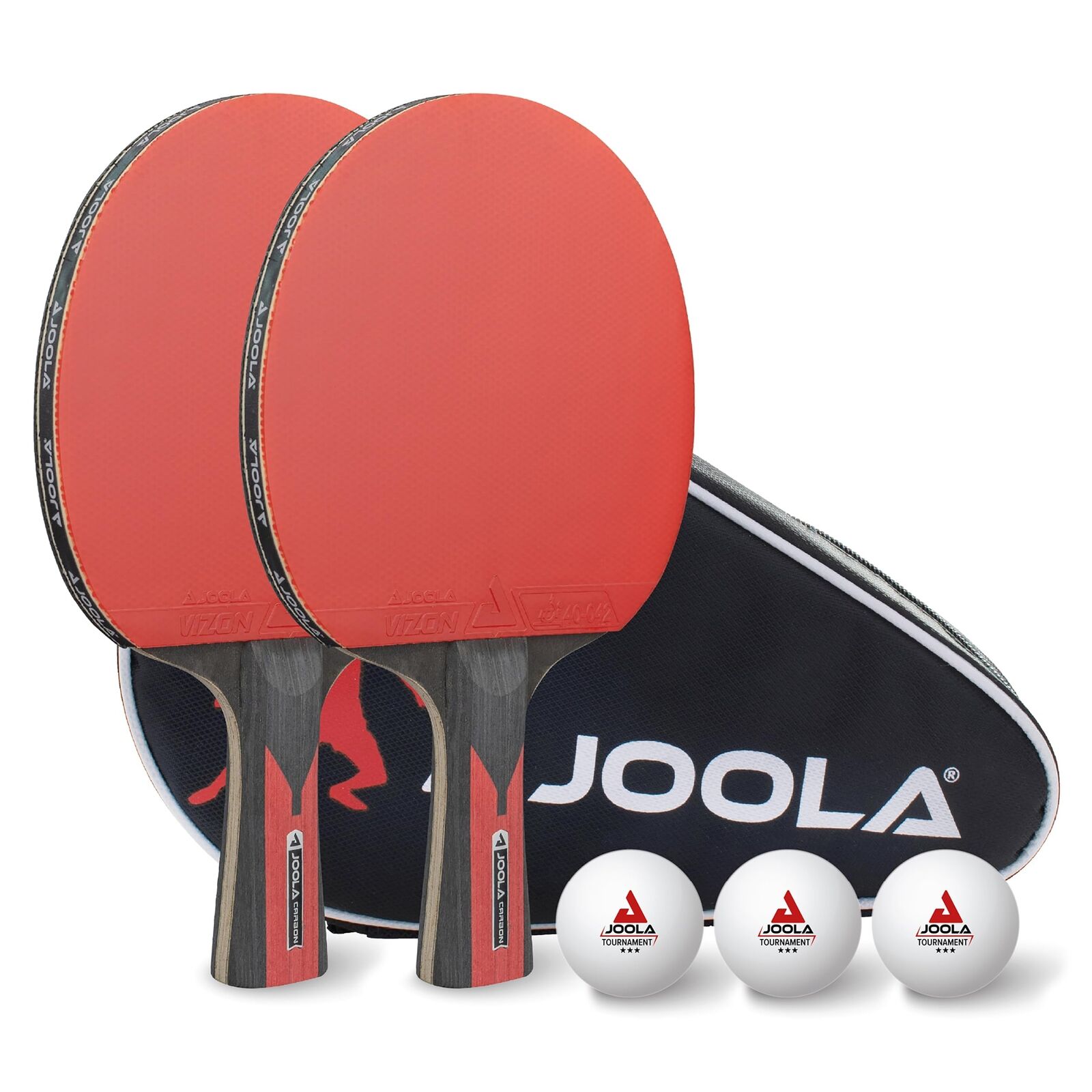 JOOLA Set da Tennis da Tavolo Duo Carbon 2 racchette da ping pong + 3 palline...