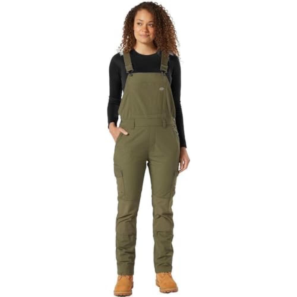(TG. XS) Dickies Rinsed Utility Bib Overalls, Overall Donna, Verde (Rinsed Milit