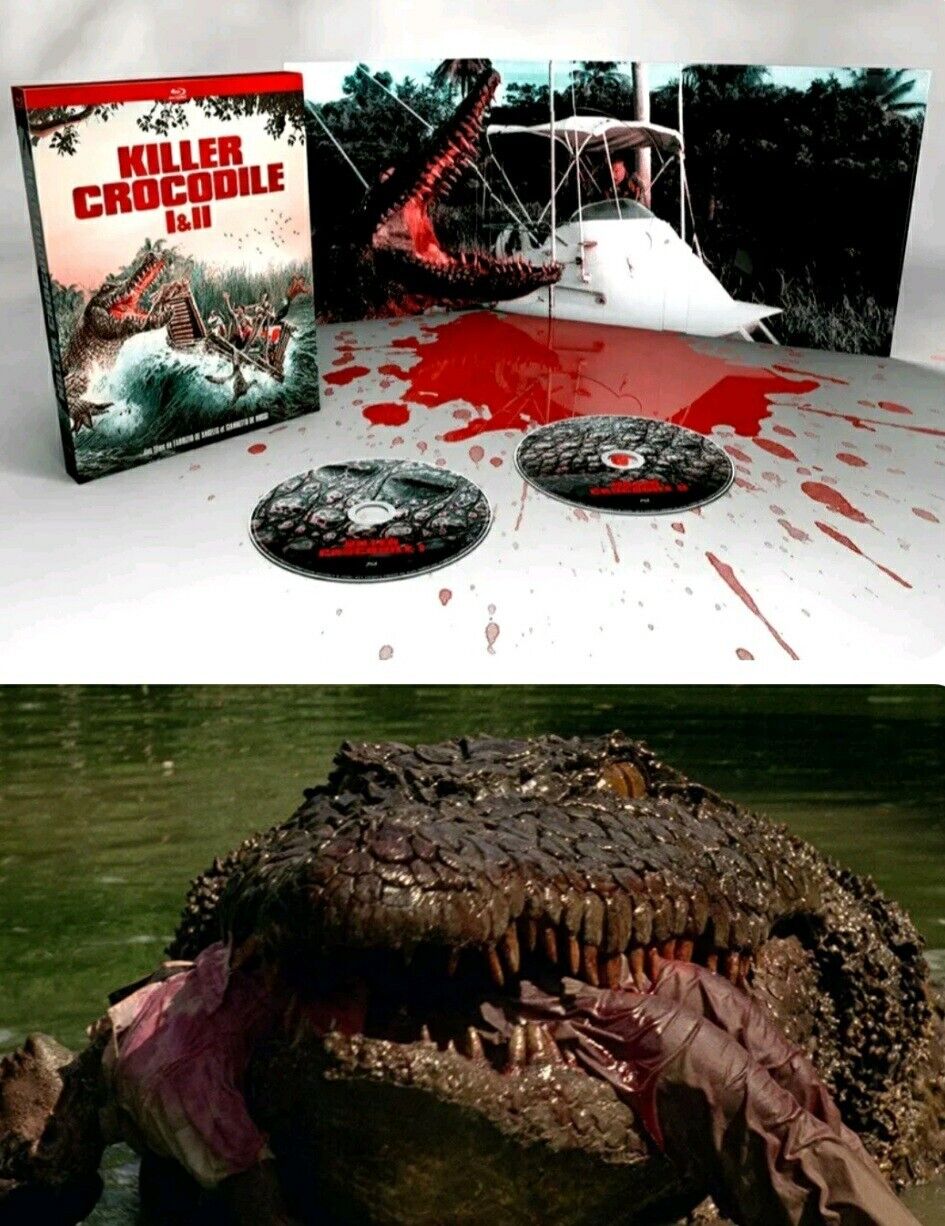 KILLER CROCODILE 1+2 BOX SET DOPPIO BLU RAY💀AUDIO ITA🇮🇪make-up G. DE ROSSI